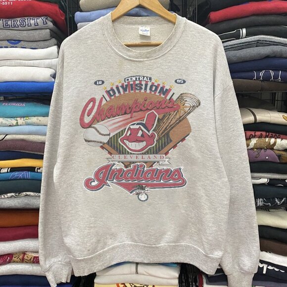 90s Cleveland Guardians Central Division Champions MLB Cleveland Indians Sweater - Picture 1 of 2